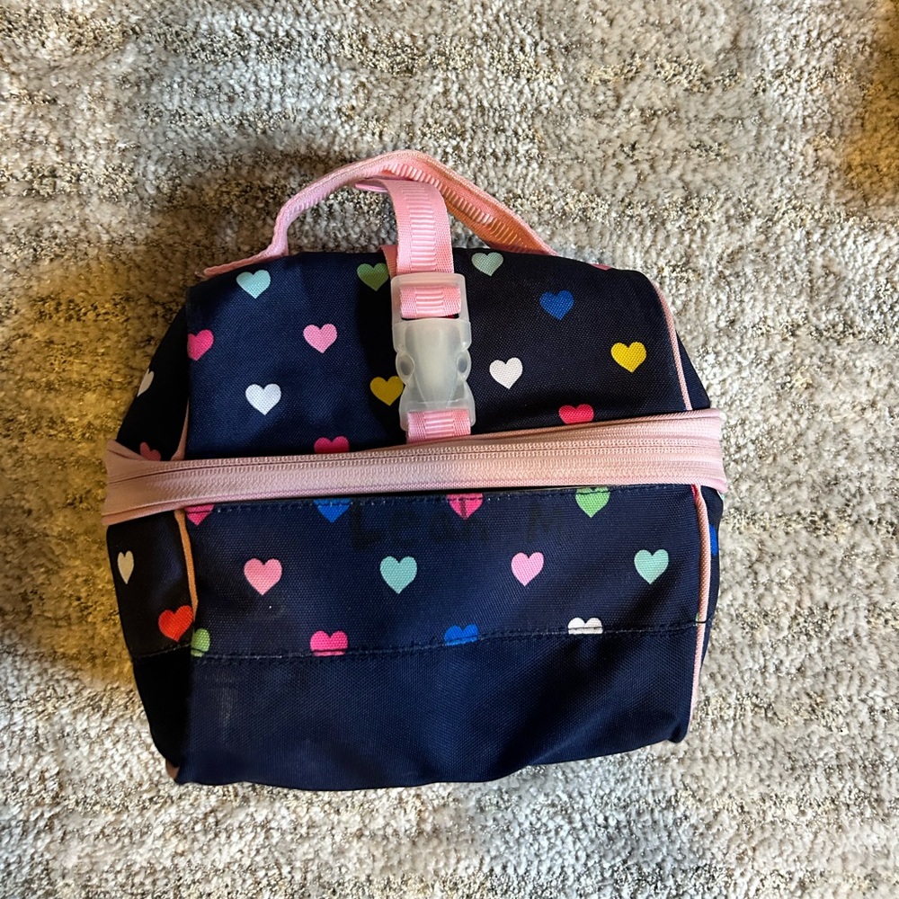 Pottery Barn Kids McKenzie Multi Color Hearts Retro Lunch Box RARE!!